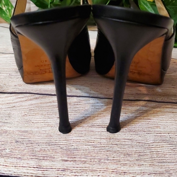 Jimmy Choo Black Leather Peeptoe Slingback Heels - Picture 6 of 16